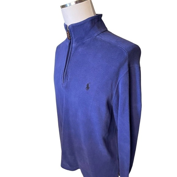 Ralph Lauren Polo Men’s Quarter Zip 100% Cotton Pullover Sweater Purple Large - Picture 2 of 8